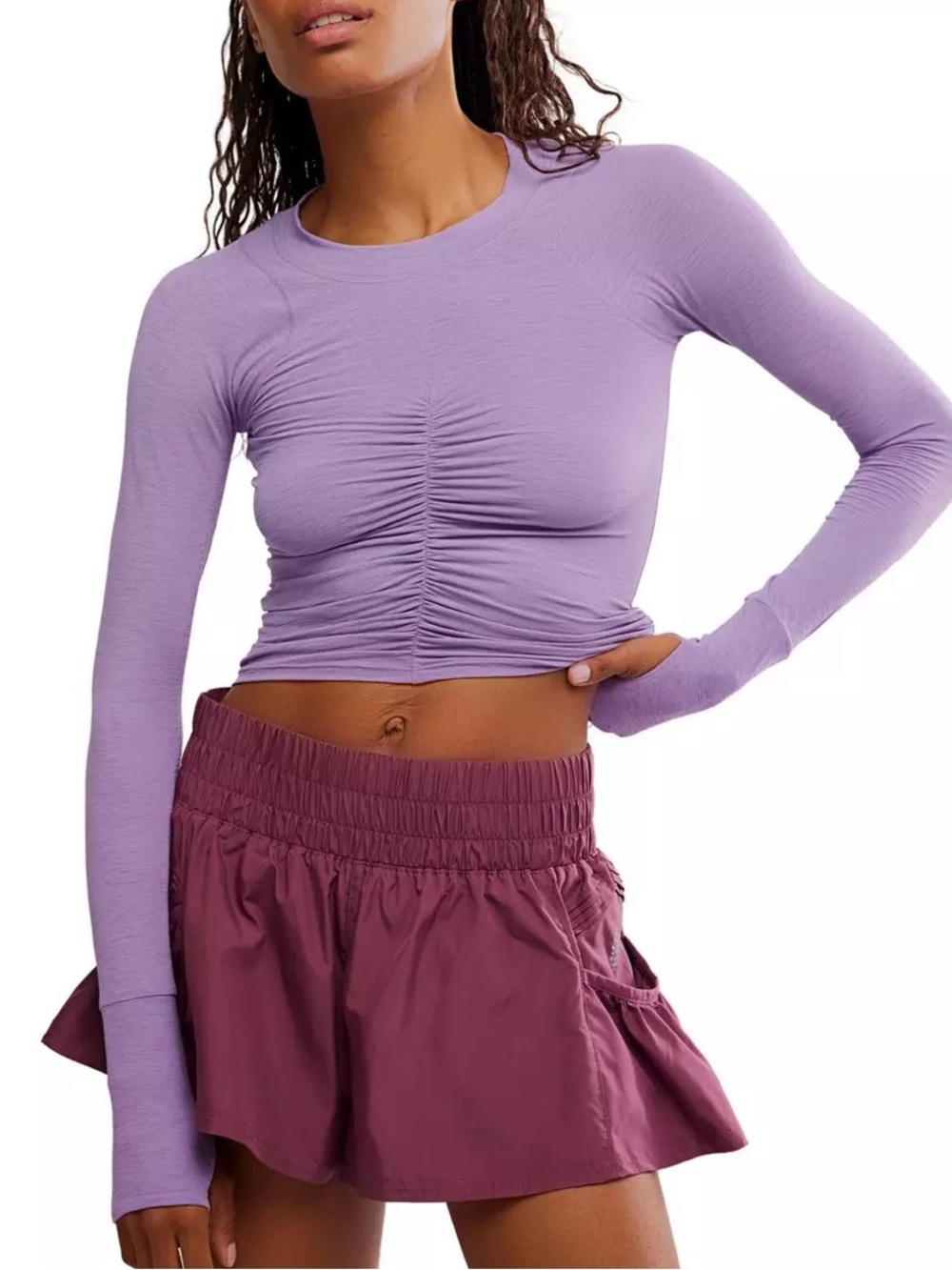 Free People Movement Tempo Ruched Long-Sleeve Top